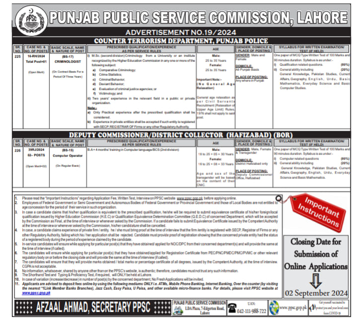 Punjab Public Service Commission latest Jobs 2024 advertisement no 28 complete details vacancies qualification apply process in urdu and English